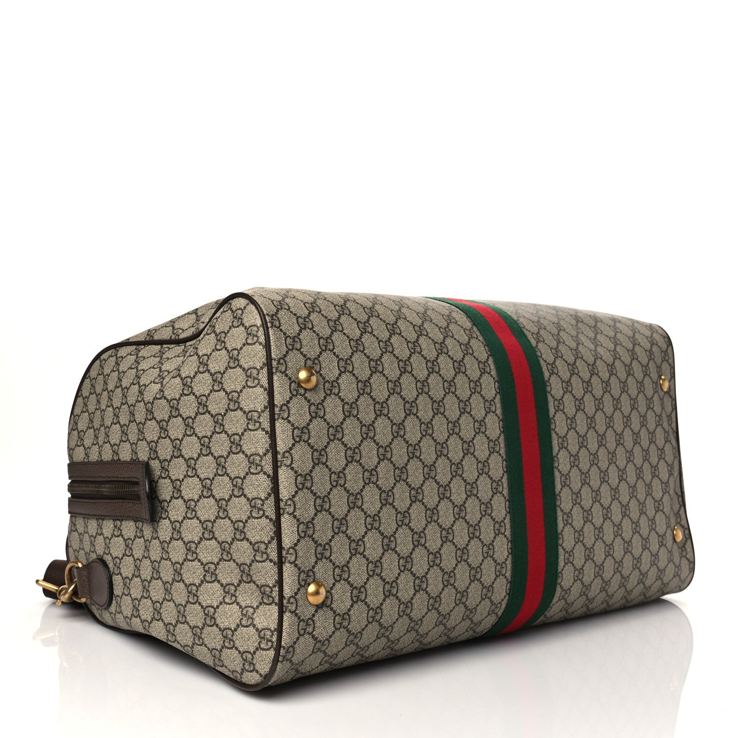 Gucci GG Supreme Monogram Textured Dollar Calfskin Web Large Savoy Duffle Bag Beige Ebony New Acero 3 of 9