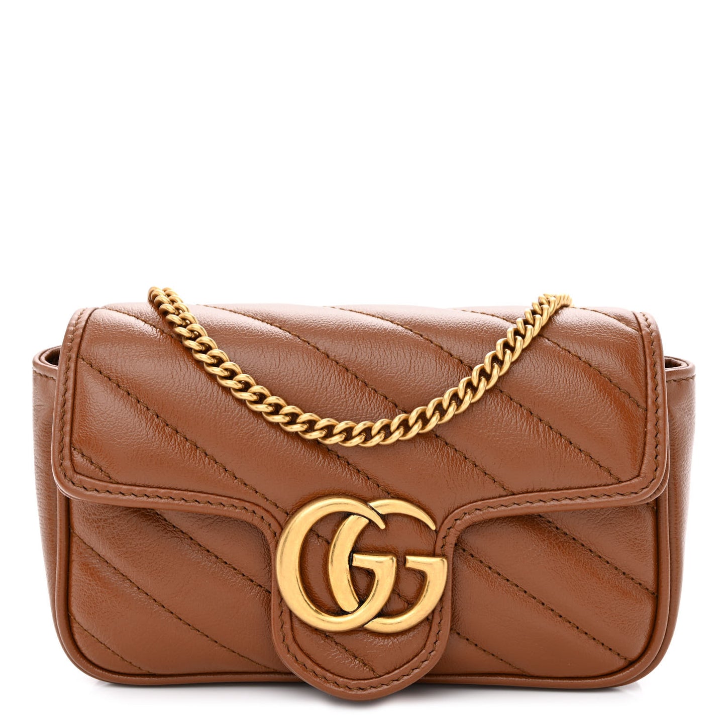 Azalea Calfskin Matelasse Diagonal Super Mini GG Marmont Shoulder Bag Cuir