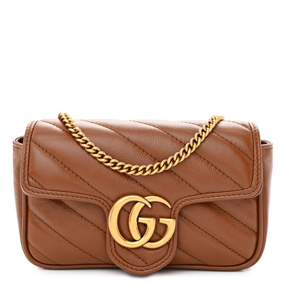Gucci Azalea Calfskin Matelasse Diagonal Super Mini GG Marmont Shoulder Bag Cuir 1 of 11