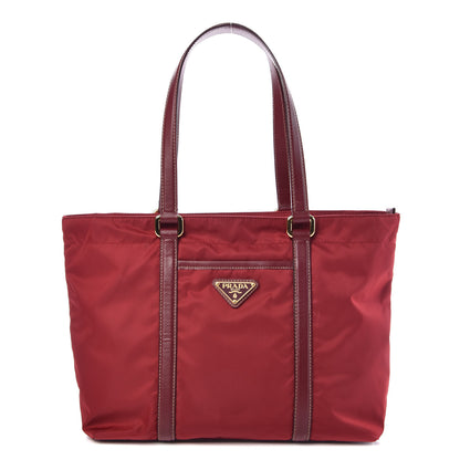 Prada Tessuto Nylon Saffiano Tote Red 1 of 10