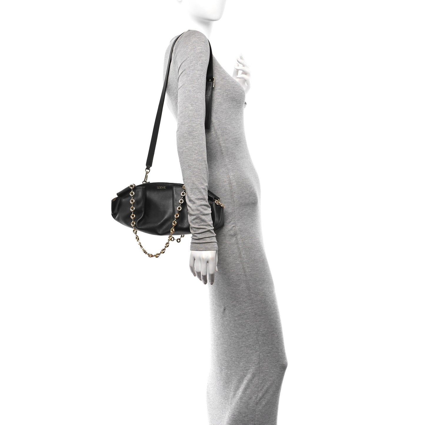 Shiny Nappa Calfskin Small Paseo Bag With Chain Black