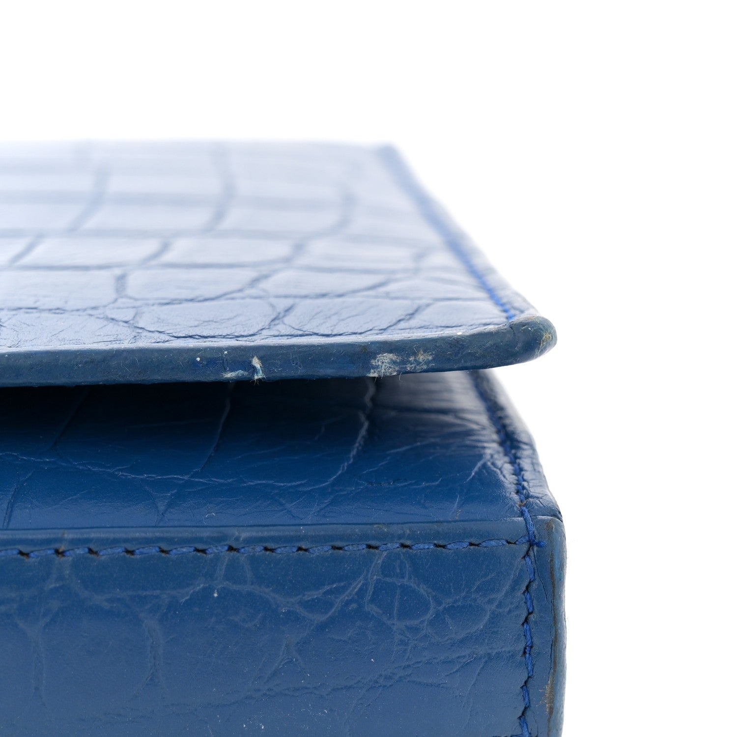 Saint Laurent Calfskin Crocodile Embossed Monogram Chain Wallet Royal Blue 17 of 18