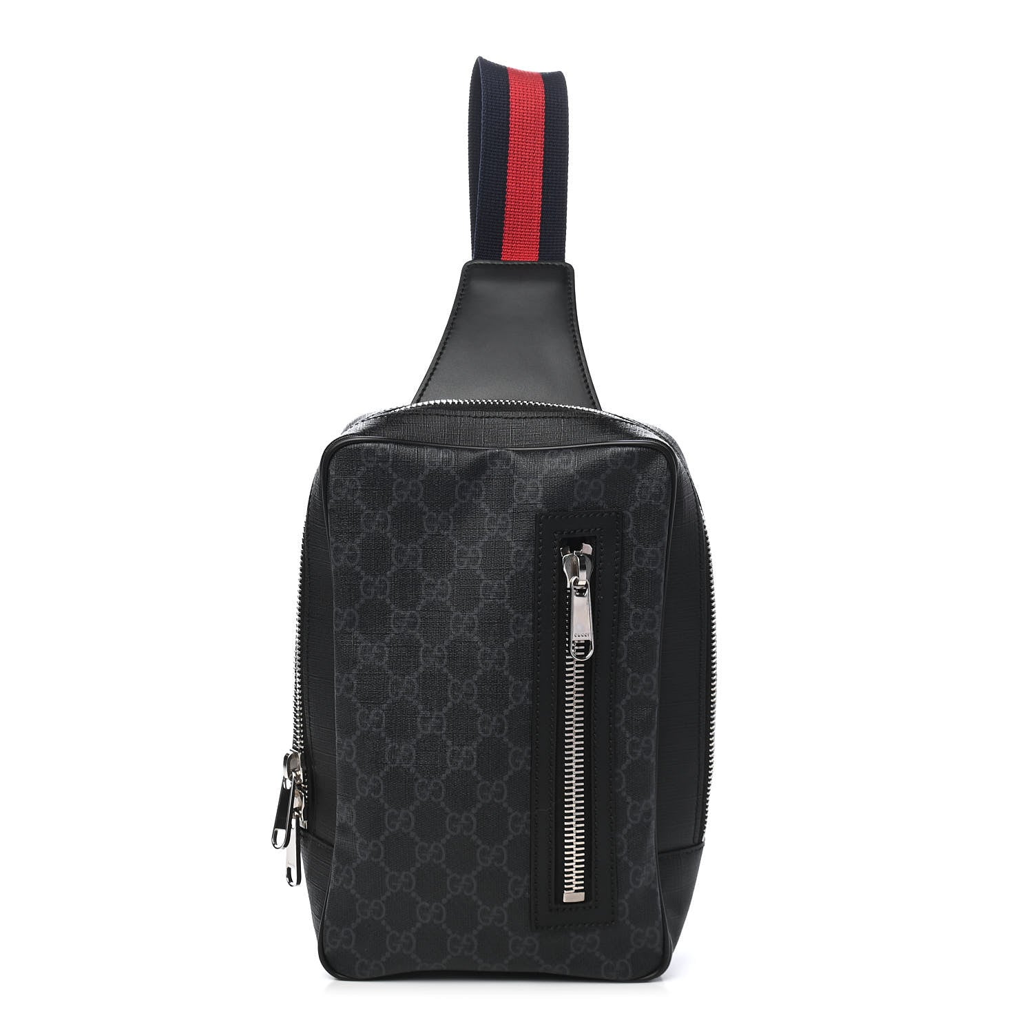 Gucci GG Supreme Monogram Web Belt Bag Black Grey 1 of 9
