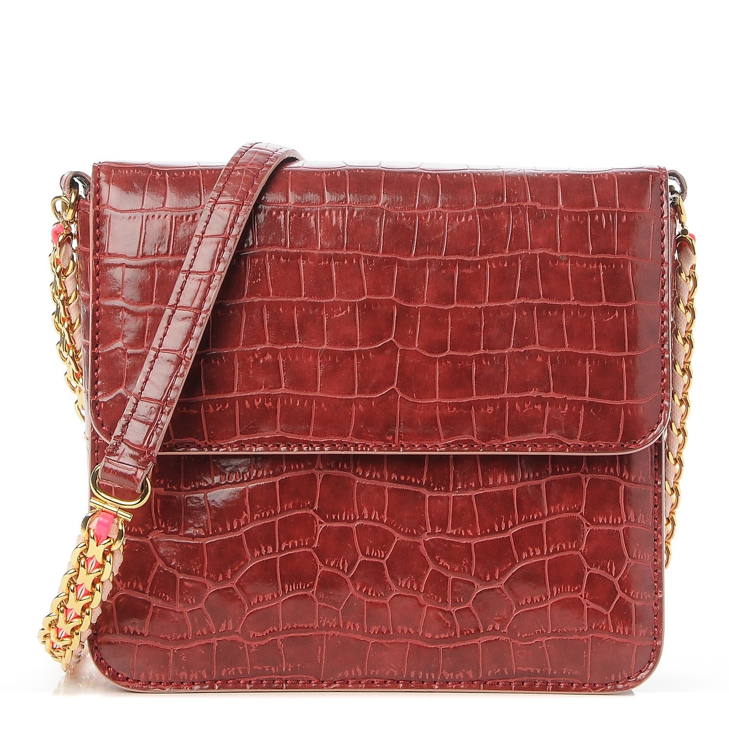 Stella McCartney Embossed Crocodile Effect Grace Burgundy 1 of 7