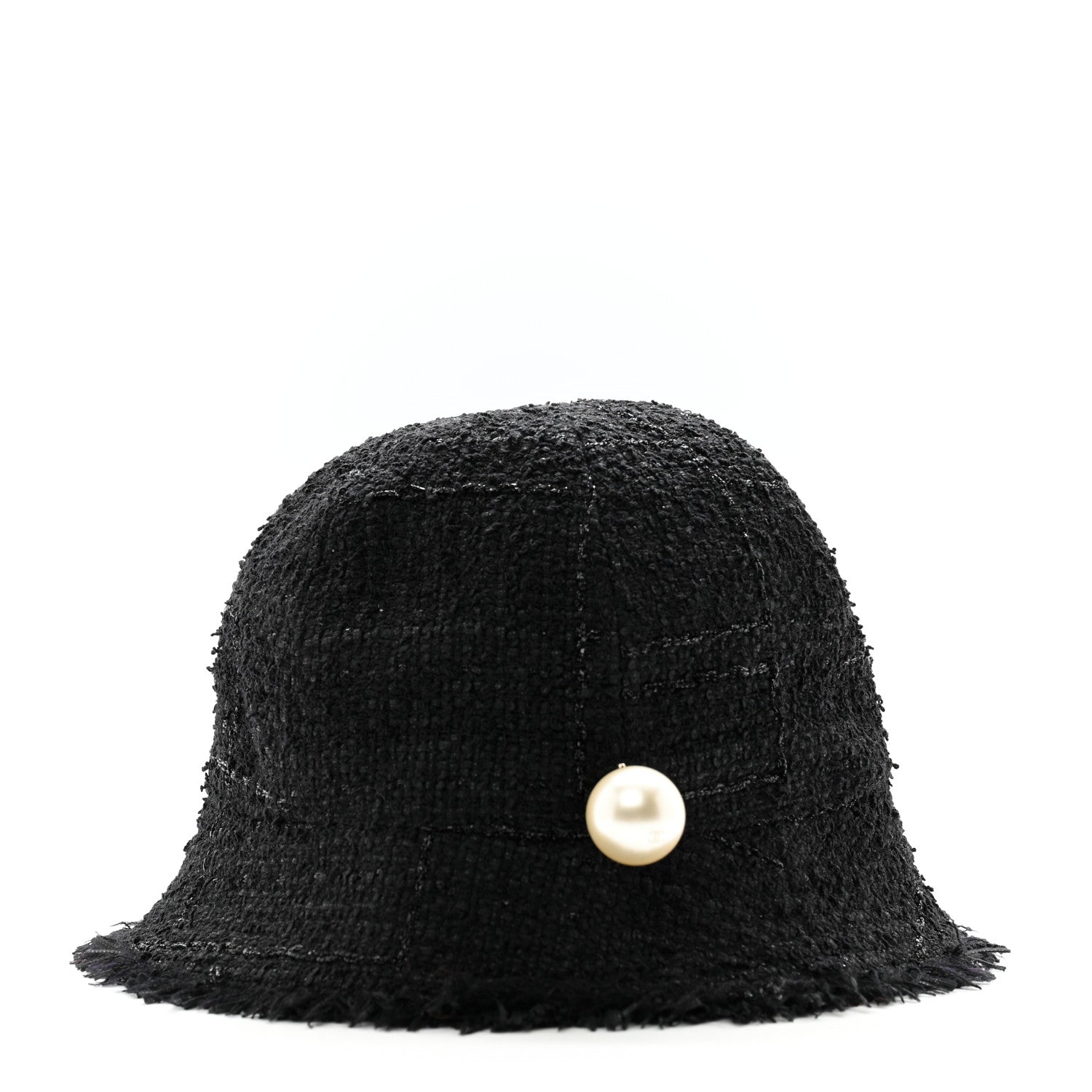 Chanel Tweed Pearl Bucket Hat 58 Black 1 of 9