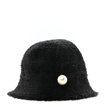 Chanel Tweed Pearl Bucket Hat 58 Black 1 of 9