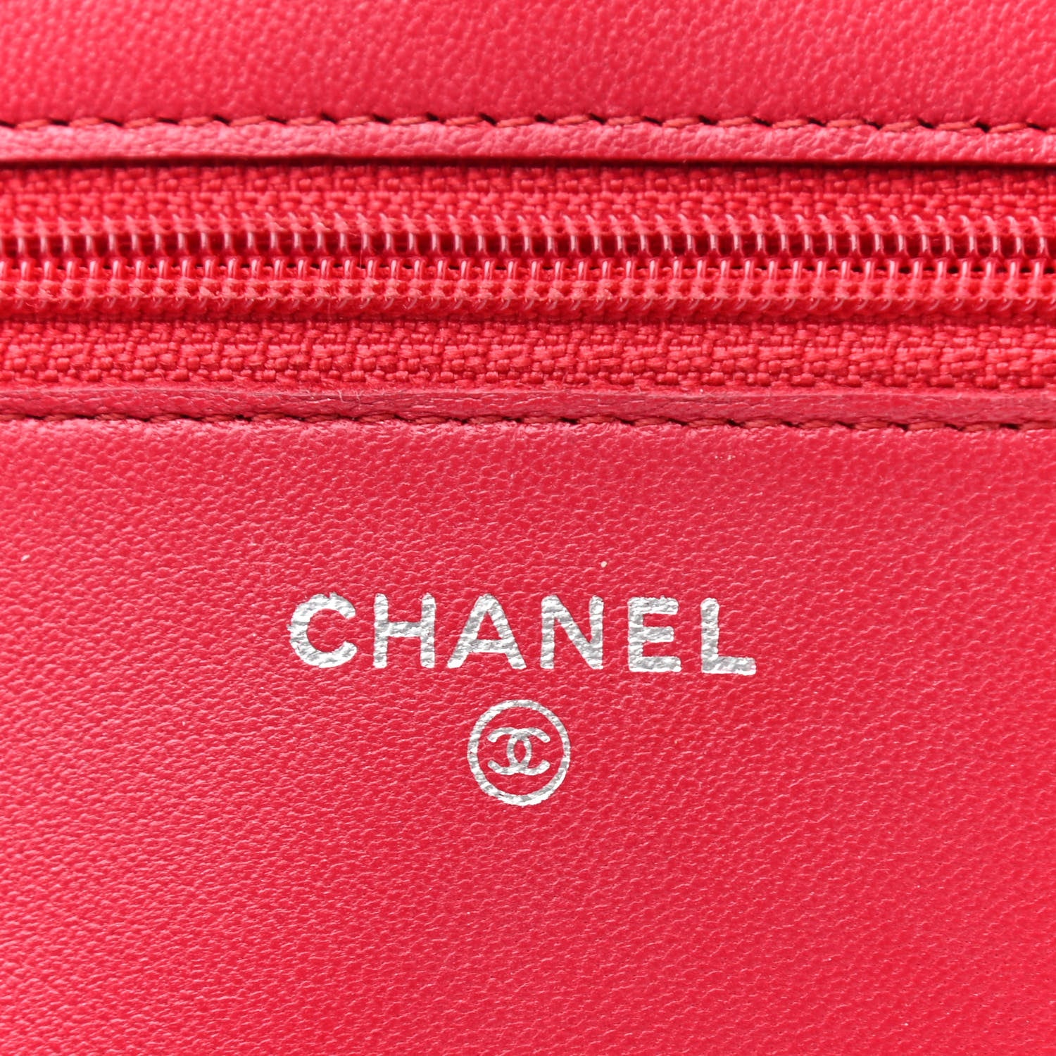 Chanel Lambskin Quilted Wallet On Chain WOC Red 8 of 9
