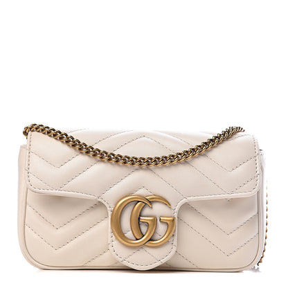 Gucci Calfskin Matelasse Super Mini GG Marmont Shoulder Bag White 1 of 10