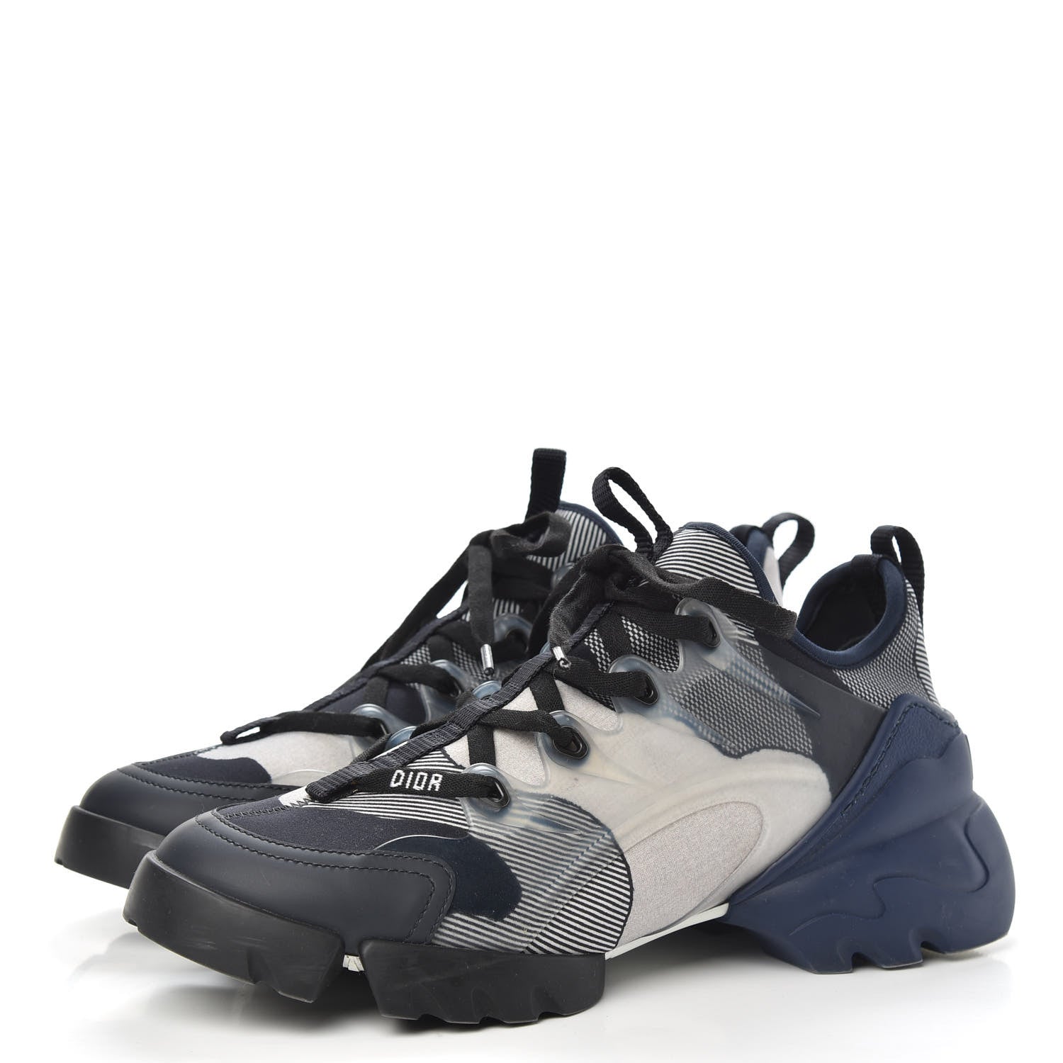 Christian Dior Neoprene Rubber Womens D-Connect Sneakers 38 Blue Black 3 of 7