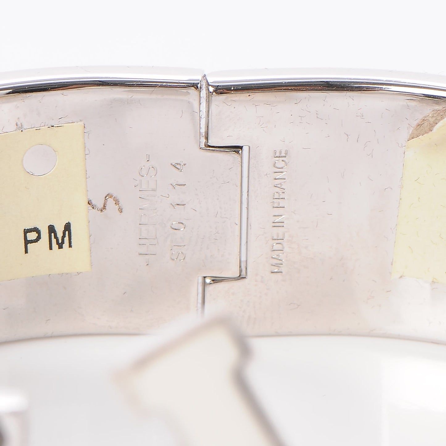 Enamel Wide Clic Clac H Bracelet PM Blanc Bleu Transat