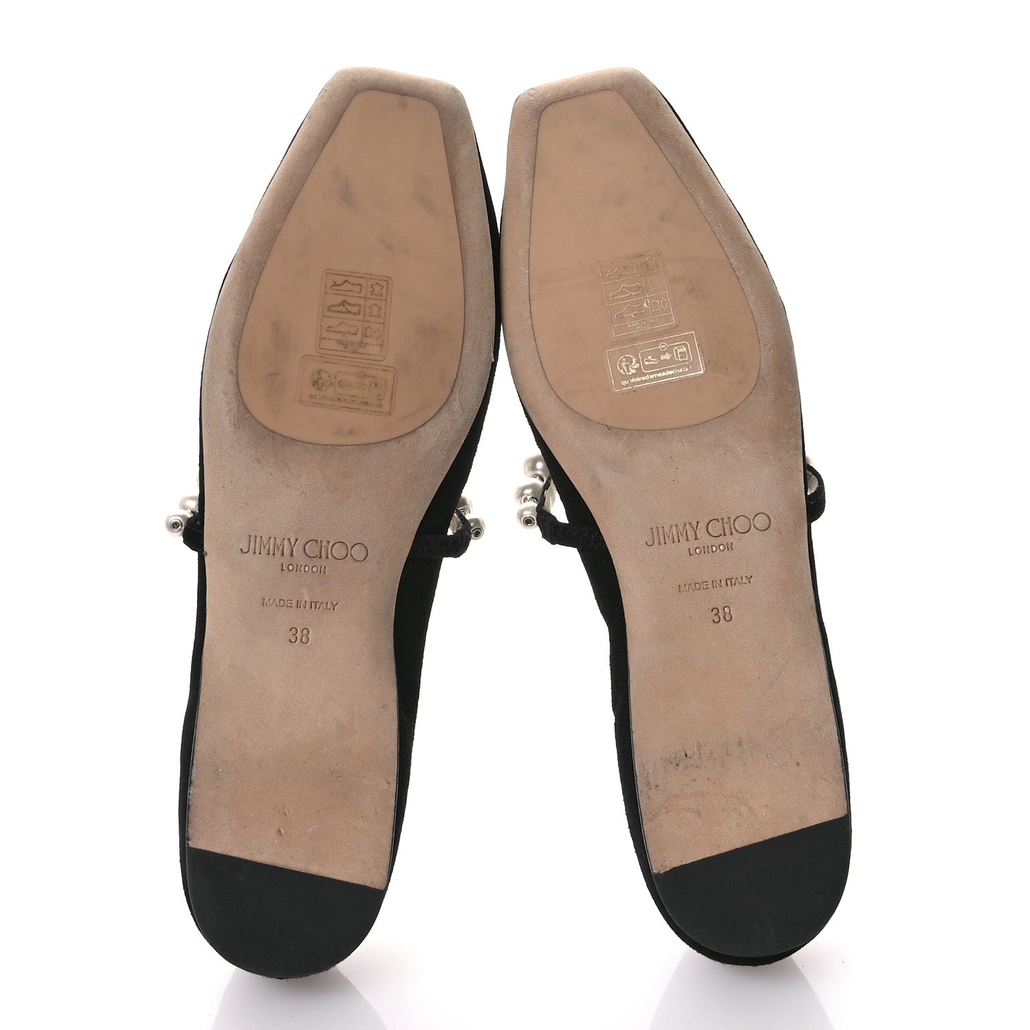 Jimmy Choo Suede Pearl Embellished Ade Flat 38 Black 6 of 8