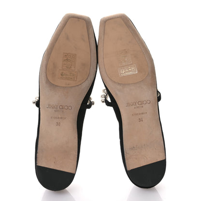 Jimmy Choo Suede Pearl Embellished Ade Flat 38 Black 6 of 8
