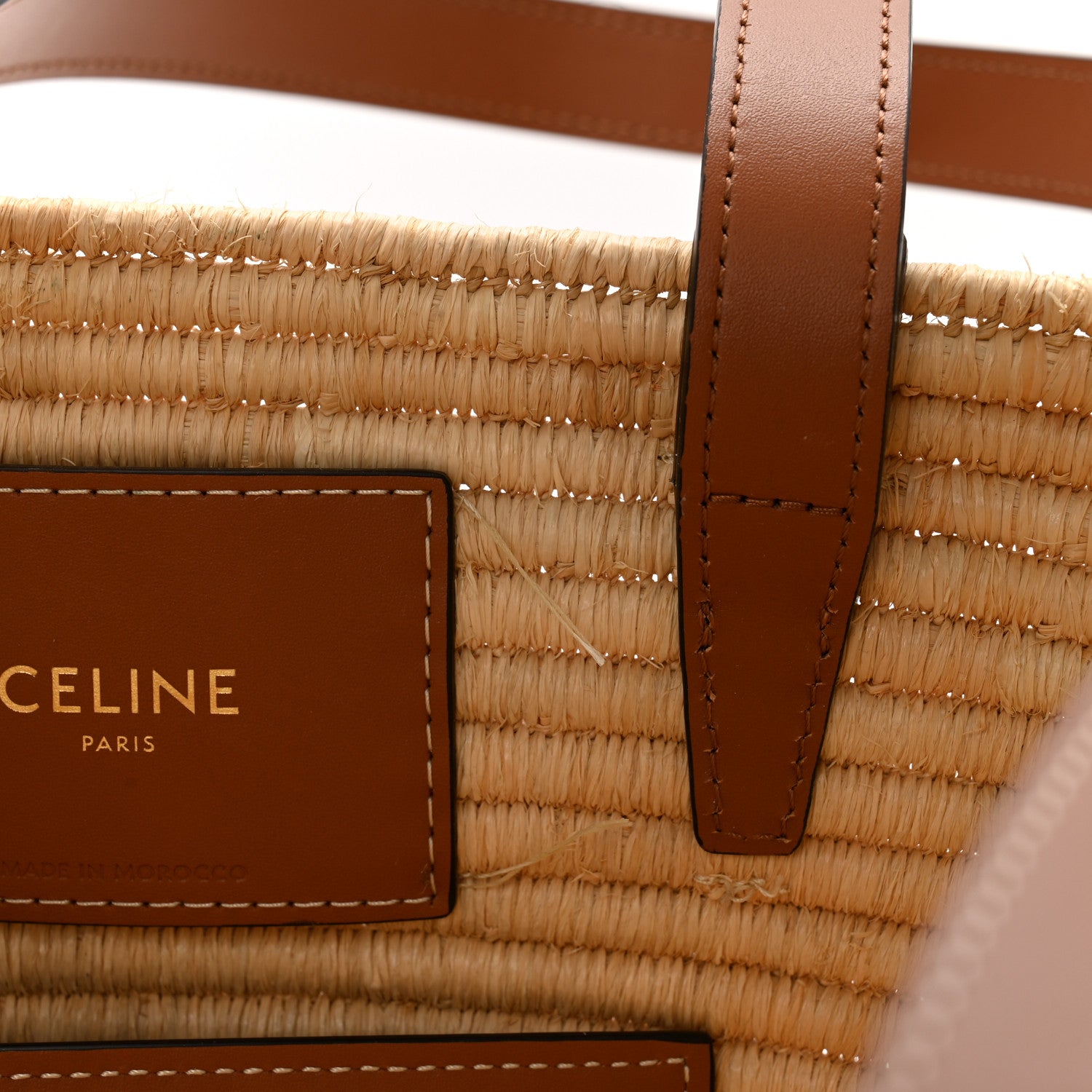 Celine Braided Raffia Calfskin Triomphe Small Panier Tan 12 of 12