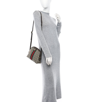 Gucci GG Supreme Monogram Textured Dollar Calfskin Web Small Ophidia Dome Shoulder Bag Beige Ebony New Acero 2 of 9