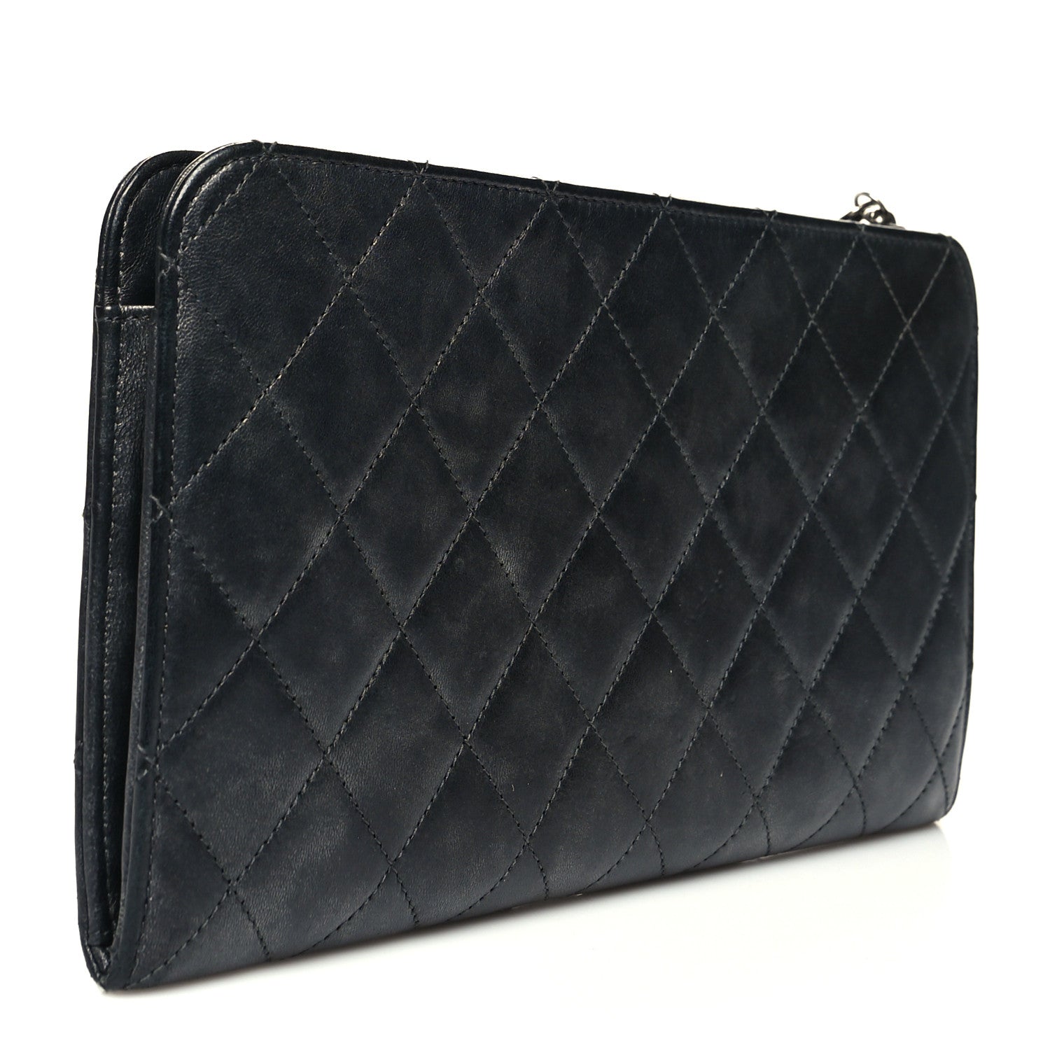 Chanel Calfskin Quilted Chain CC Chain Clutch Argent Fonce 2 of 15