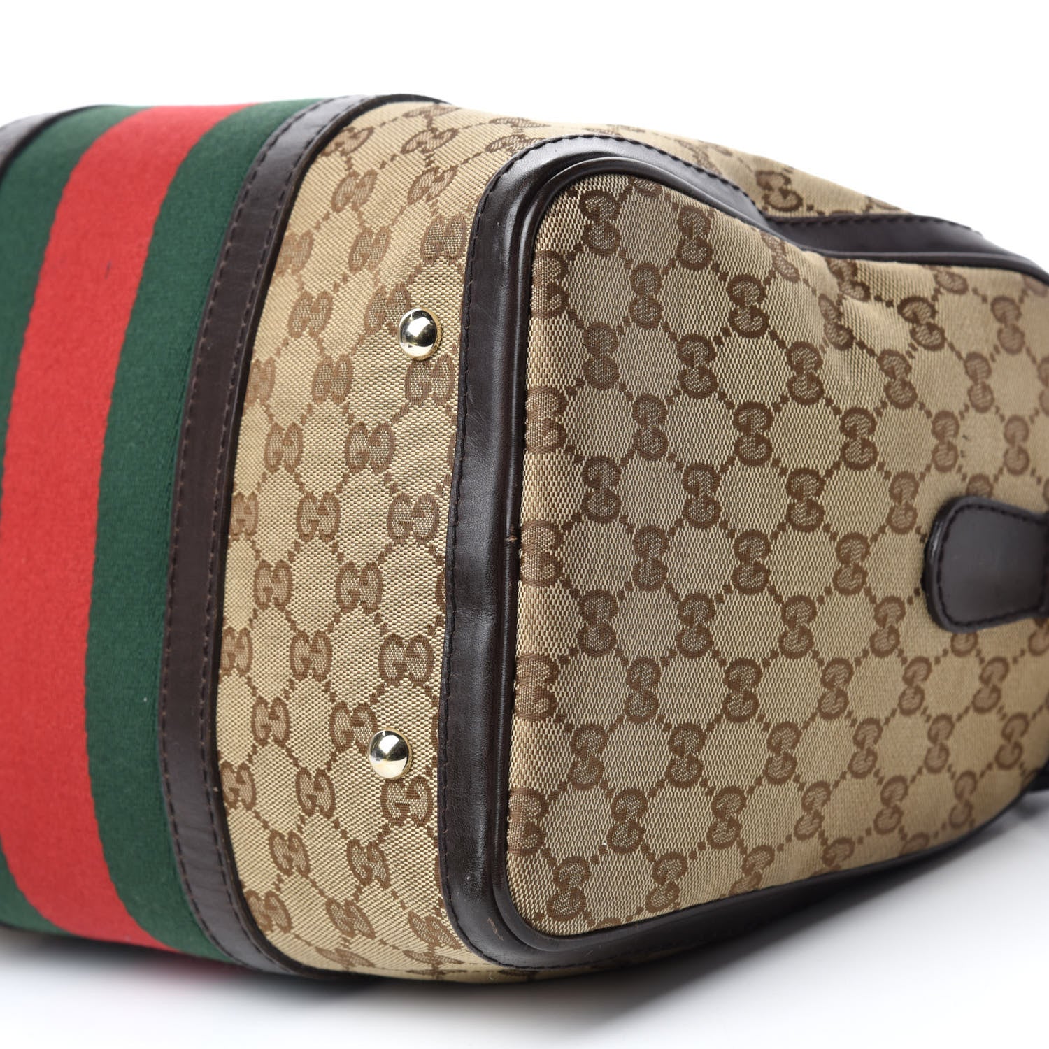 Gucci Monogram Vintage Web Medium Boston Dark Brown 7 of 13
