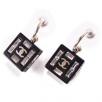 Chanel Crystal Cube CC Earrings Black 1 of 4