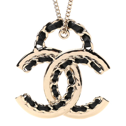 Chanel Lambskin CC Chain Necklace Gold Black 4 of 5