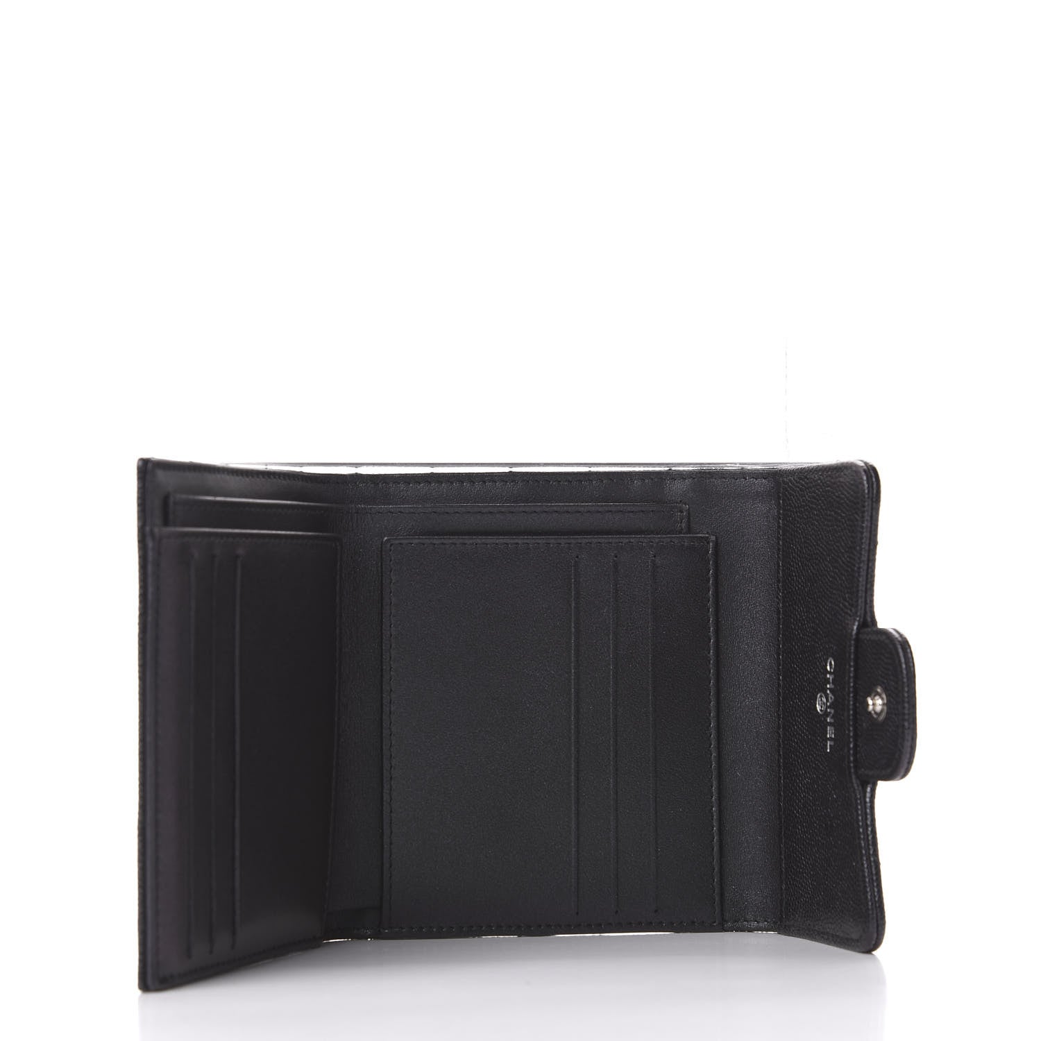 Chanel Iridescent Caviar Chevron Quilted Compact Flap Wallet Black 4 of 10
