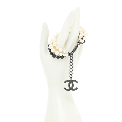 Chanel Pearl Bead CC Multistrand Bracelet Black 2 of 6