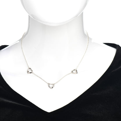 Tiffany Sterling Silver Elsa Peretti 3 Open Hearts Necklace 2 of 4