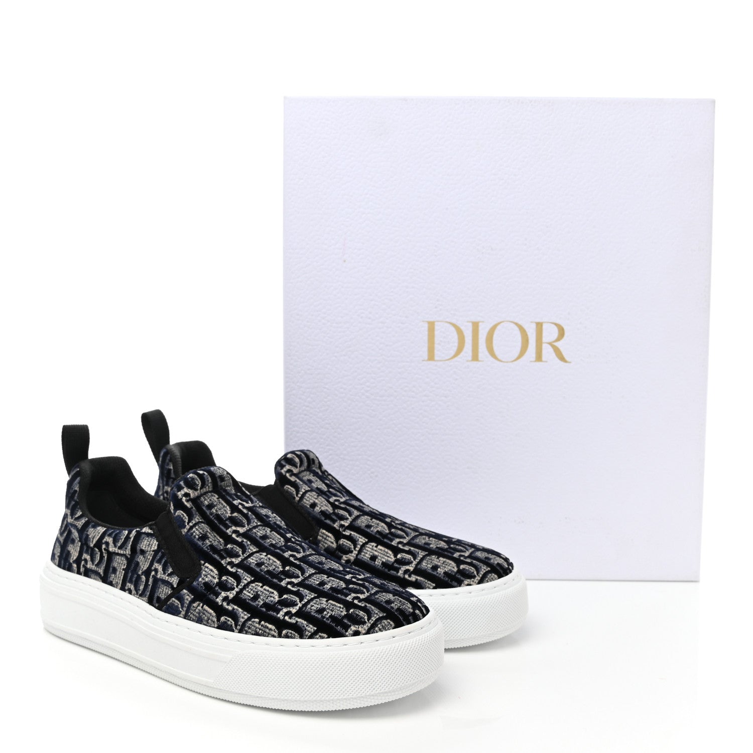 Christian Dior Velvet Oblique Solar Womens Slip On Sneakers 36 Deep Blue 9 of 9
