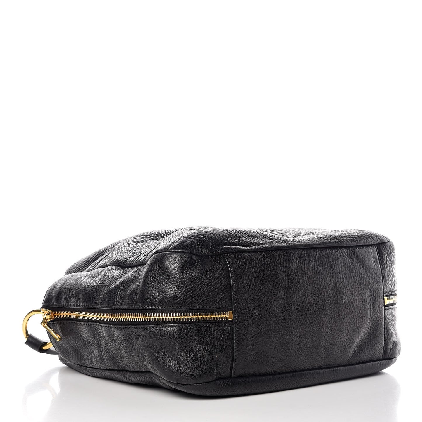 Vitello Daino Side Zip Pocket Hobo Black
