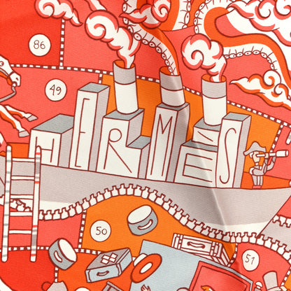 Hermes Silk L'Epopee D'Hermes Detail Scarf 70 Orange Gris Perle 2 of 5