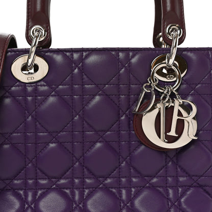 Christian Dior Lambskin Cannage Medium Bi-Color Lady Dior Purple Blue 8 of 10