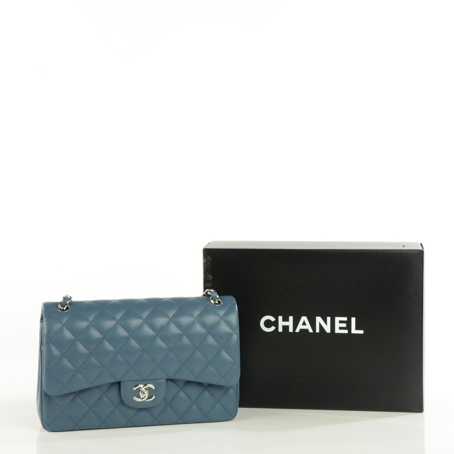 Chanel Caviar Quilted Jumbo Double Flap Blue 4 of 8