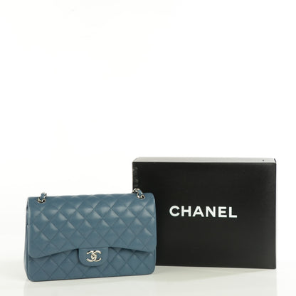 Chanel Caviar Quilted Jumbo Double Flap Blue 4 of 8