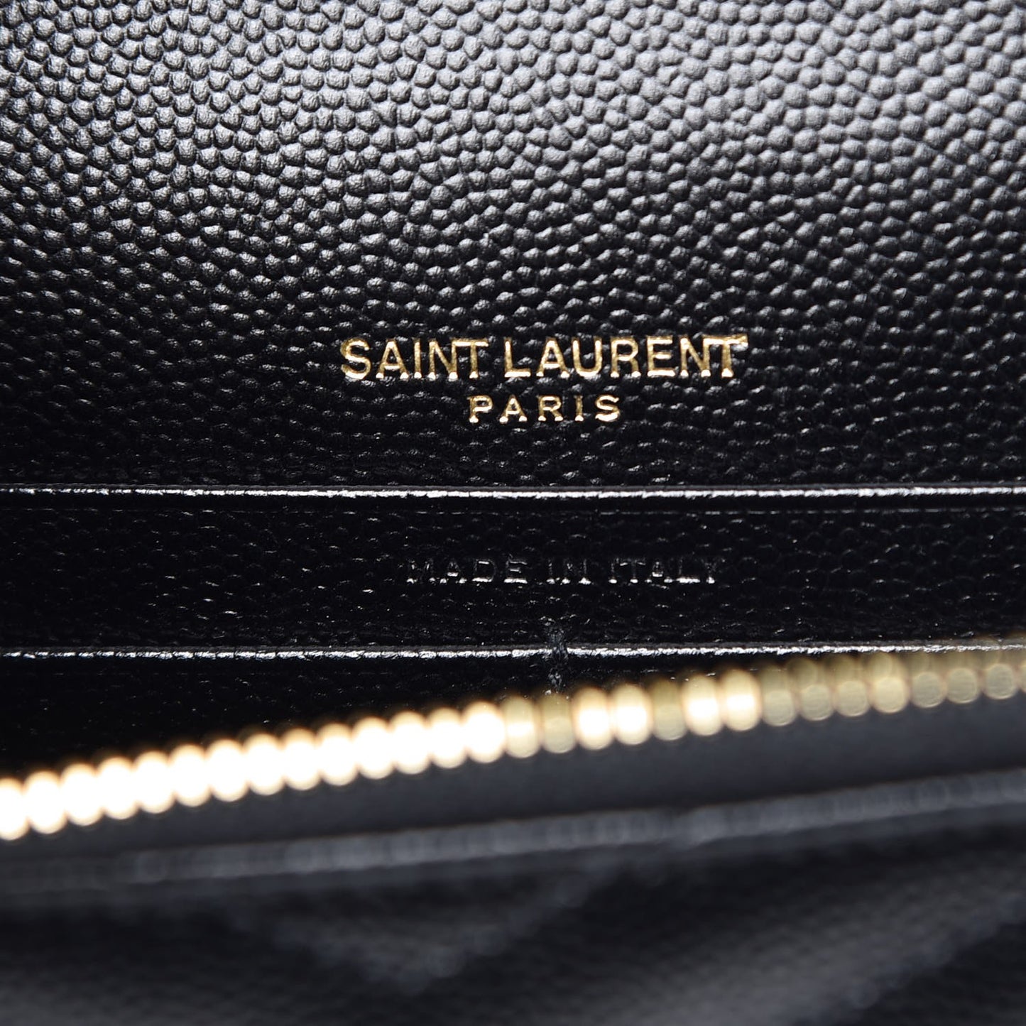 Grain De Poudre Matelasse Chevron Monogram Envelope Chain Wallet Black