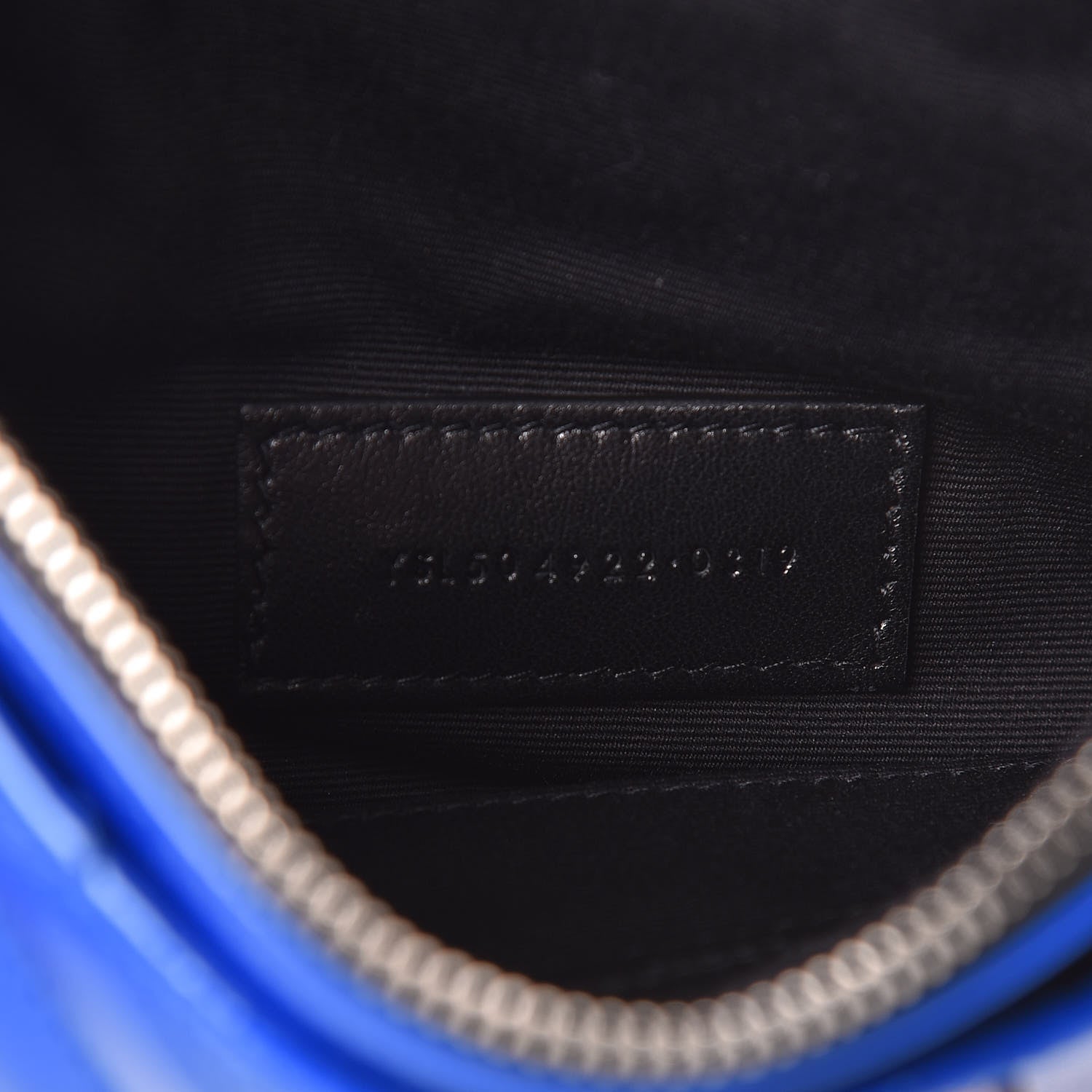 Saint Laurent Grain De Poudre Chevron Monogram Bill Pouch Neon Blue 7 of 9