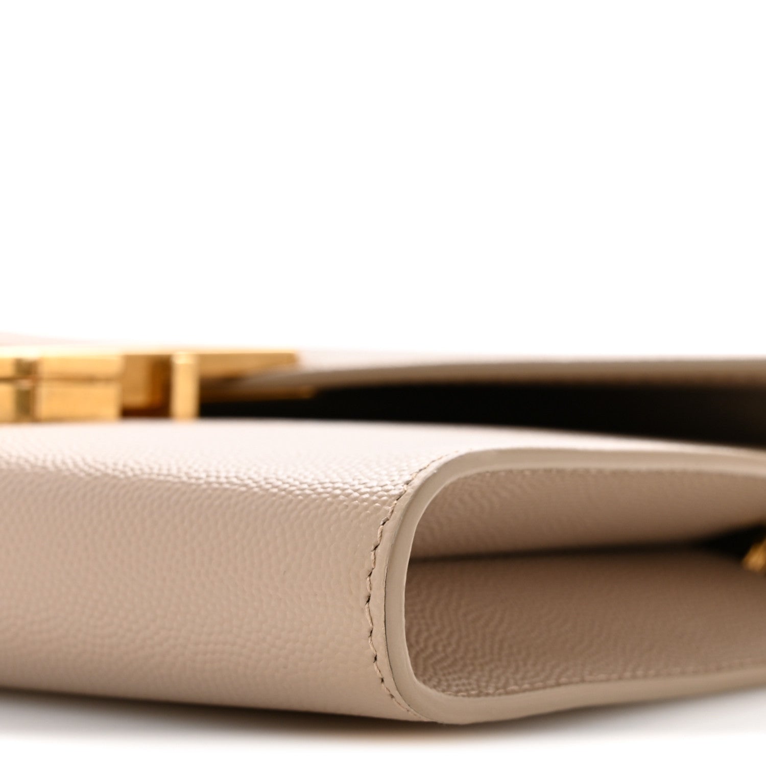 Saint Laurent Grain De Poudre Monogram Cassandra Chain Wallet  Dark Beige 9 of 12