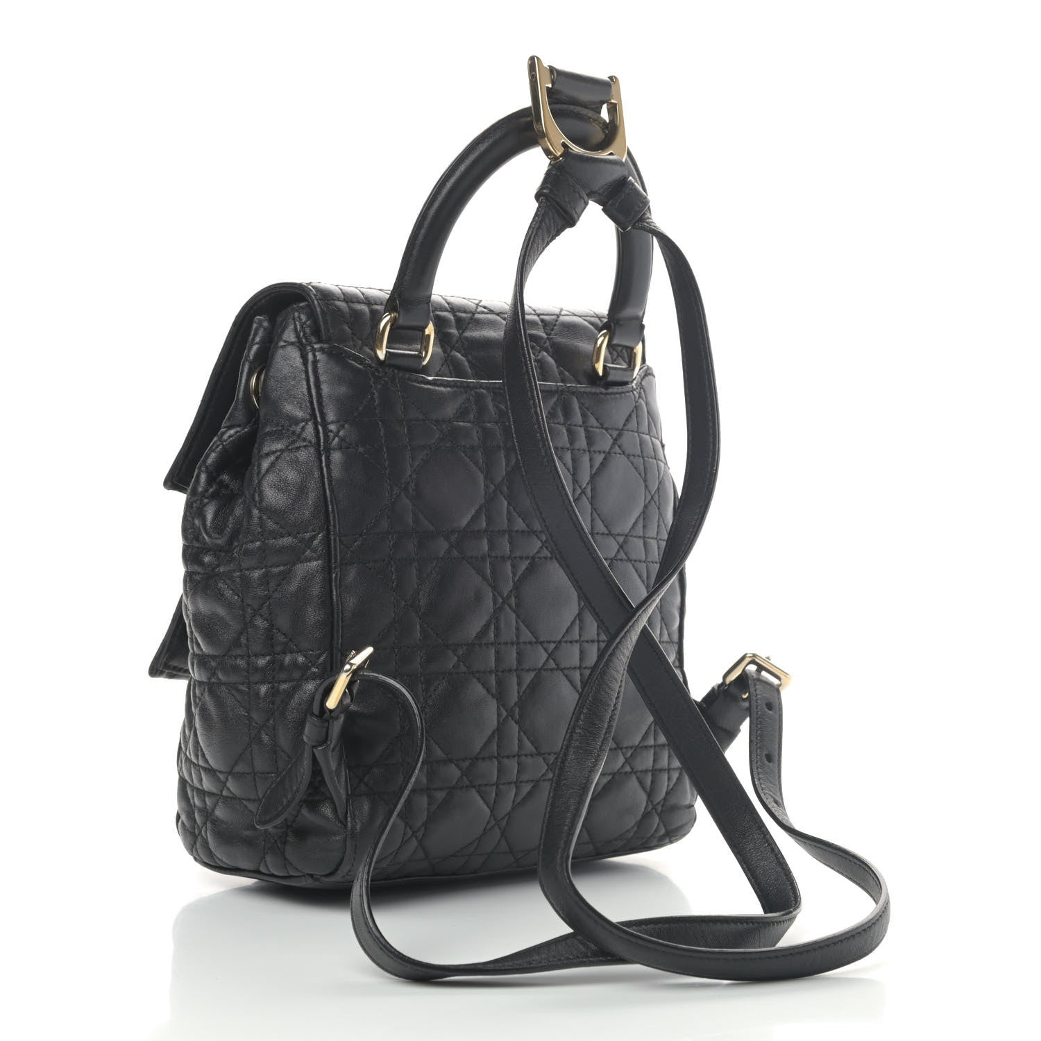 Christian Dior Lambskin Cannage Small Lucky Badge Stardust Backpack Black 2 of 4