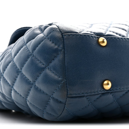 Chanel Lambskin Quilted Large Fluffy CC Shopping Tote Blue 9 of 10