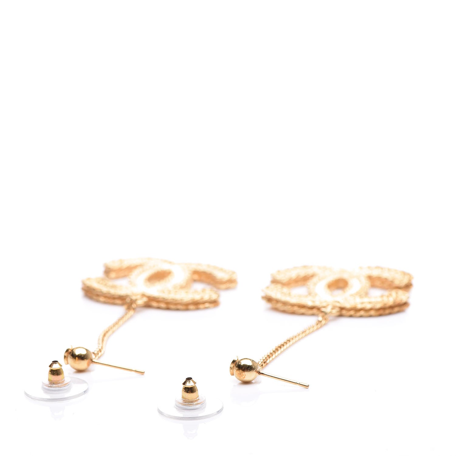 Chanel CC Drop Earrings Matte Gold 3 of 5