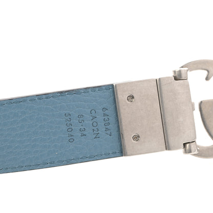 Gucci Calfskin Double G Reversible 37mm Belt 85 34 Petroleum Blue 5 of 5