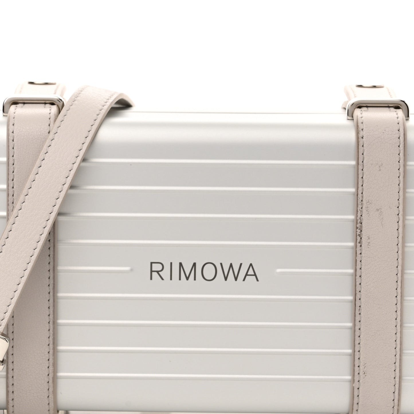 X RIMOWA Aluminum Personal Clutch On Strap Silver