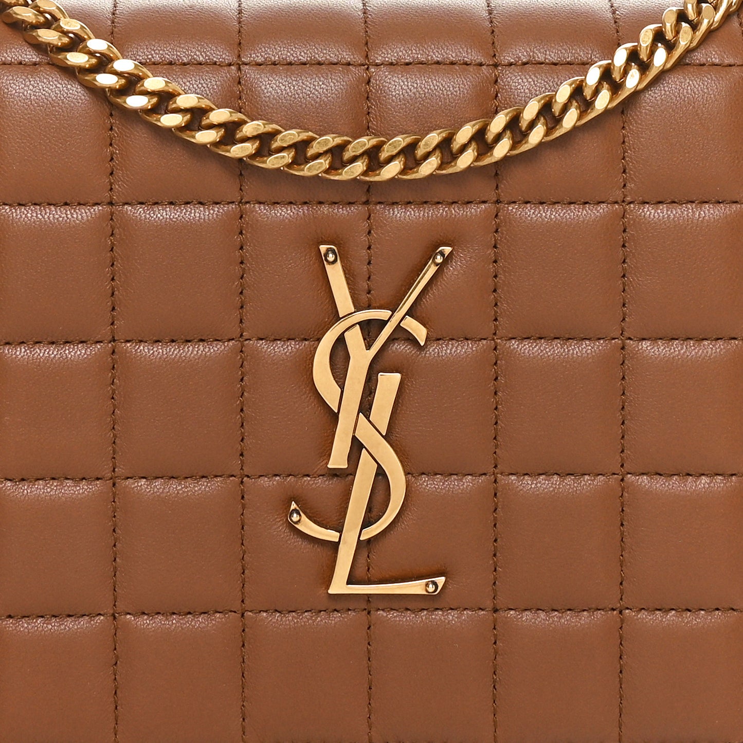 Lambskin Carre Quilted Cassandre Chain Wallet Brown