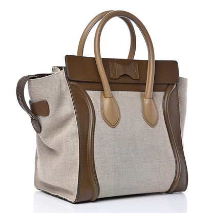 Celine Natural Canvas Smooth Calfskin Mini Luggage Brown 3 of 21