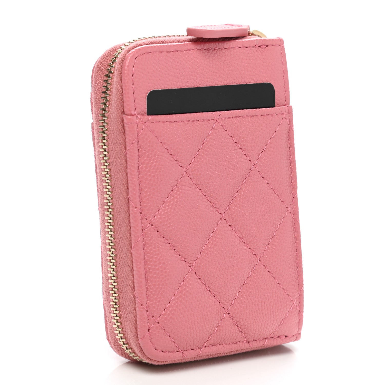 Chanel Caviar Quilted Zip Card Holder Pink 3 of 8