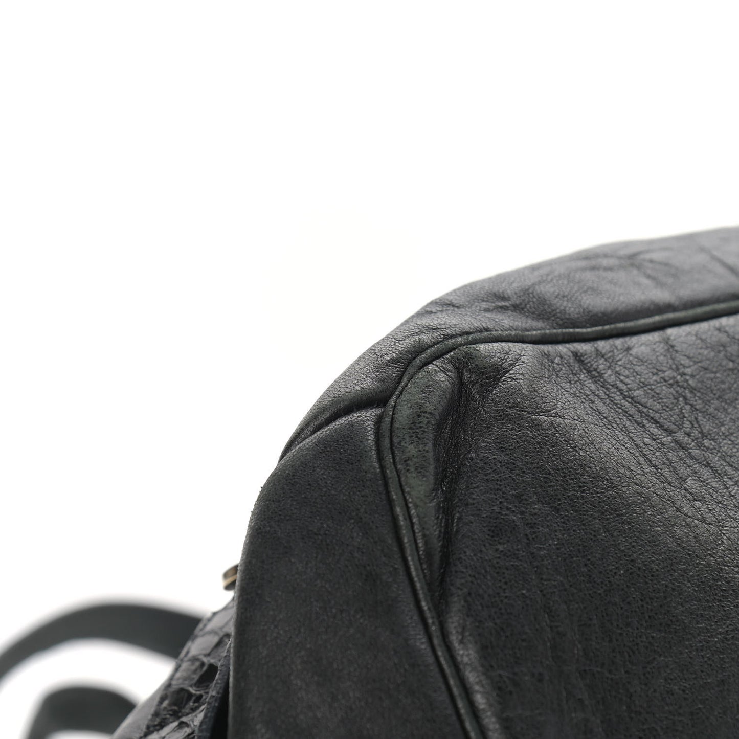 Biker Leather Elaphe Snakeskin Tote Black