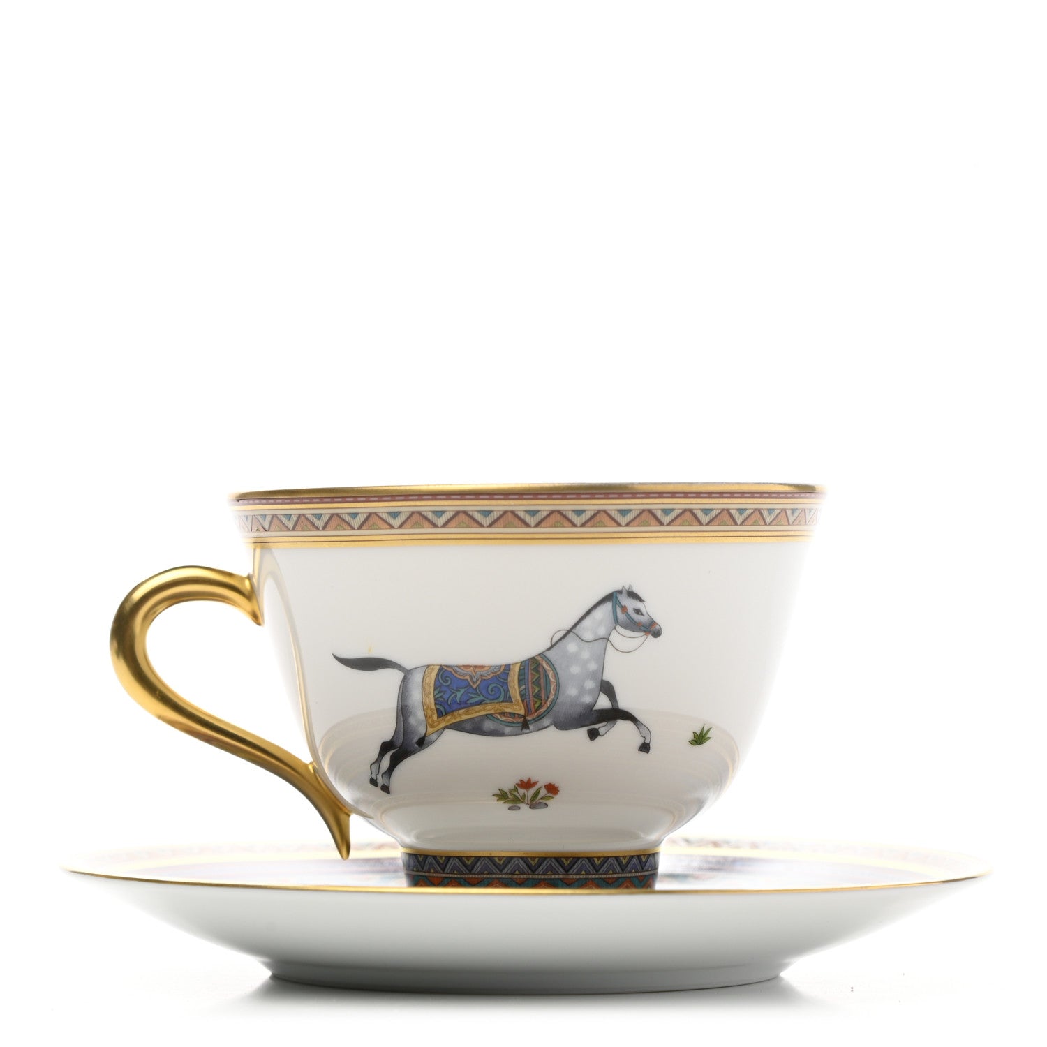 Hermes Porcelain Cheval d'Orient Tea Cup and Saucer 1 of 9