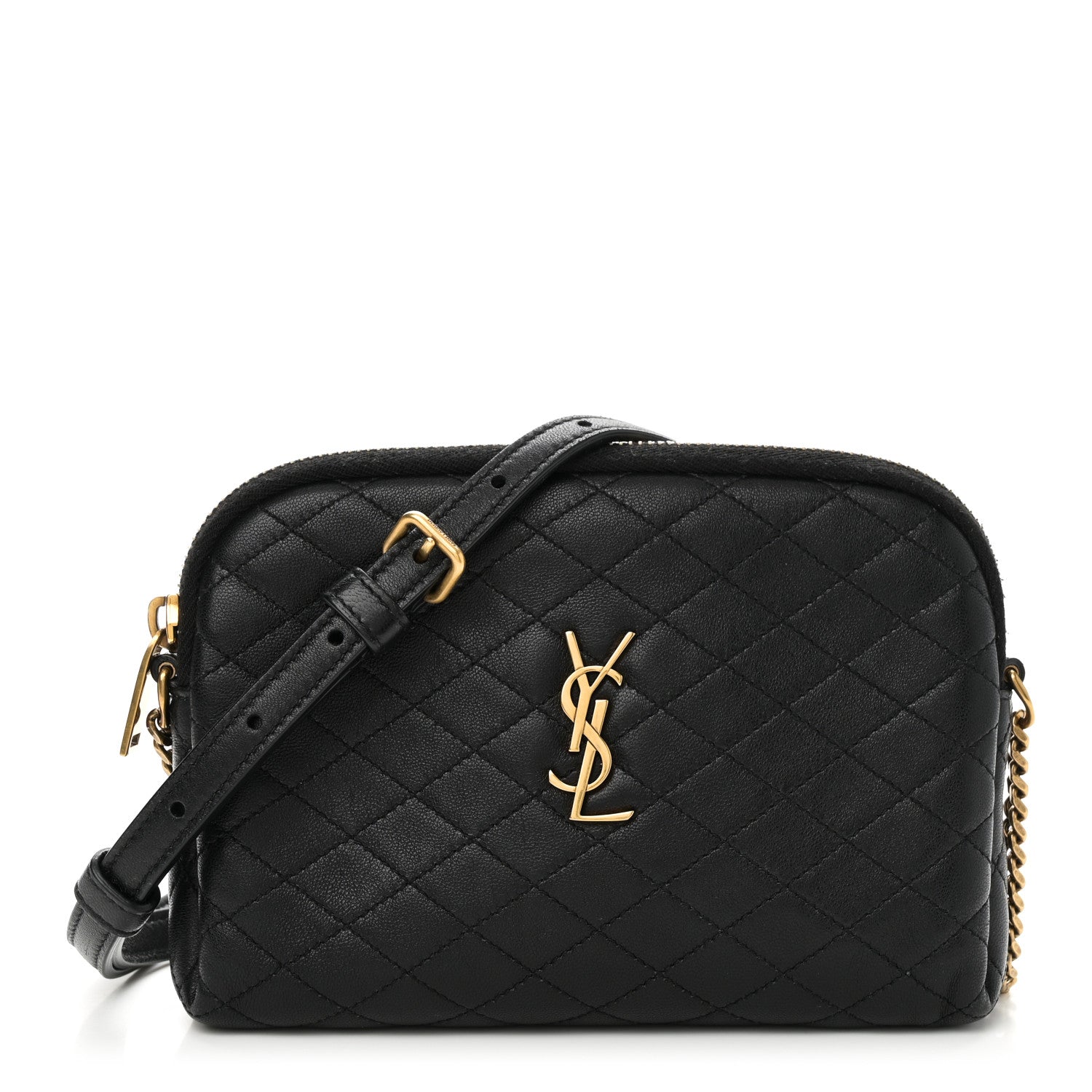 Saint Laurent Lambskin Quilted Gaby Zipped Pouch Black 1 of 10