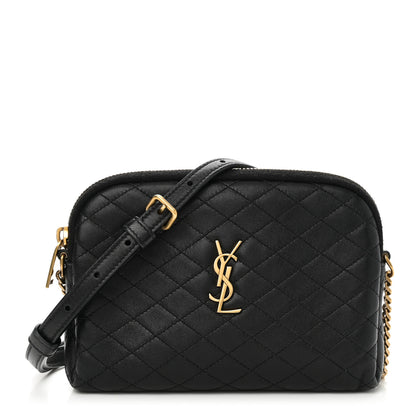 Saint Laurent Lambskin Quilted Gaby Zipped Pouch Black 1 of 10