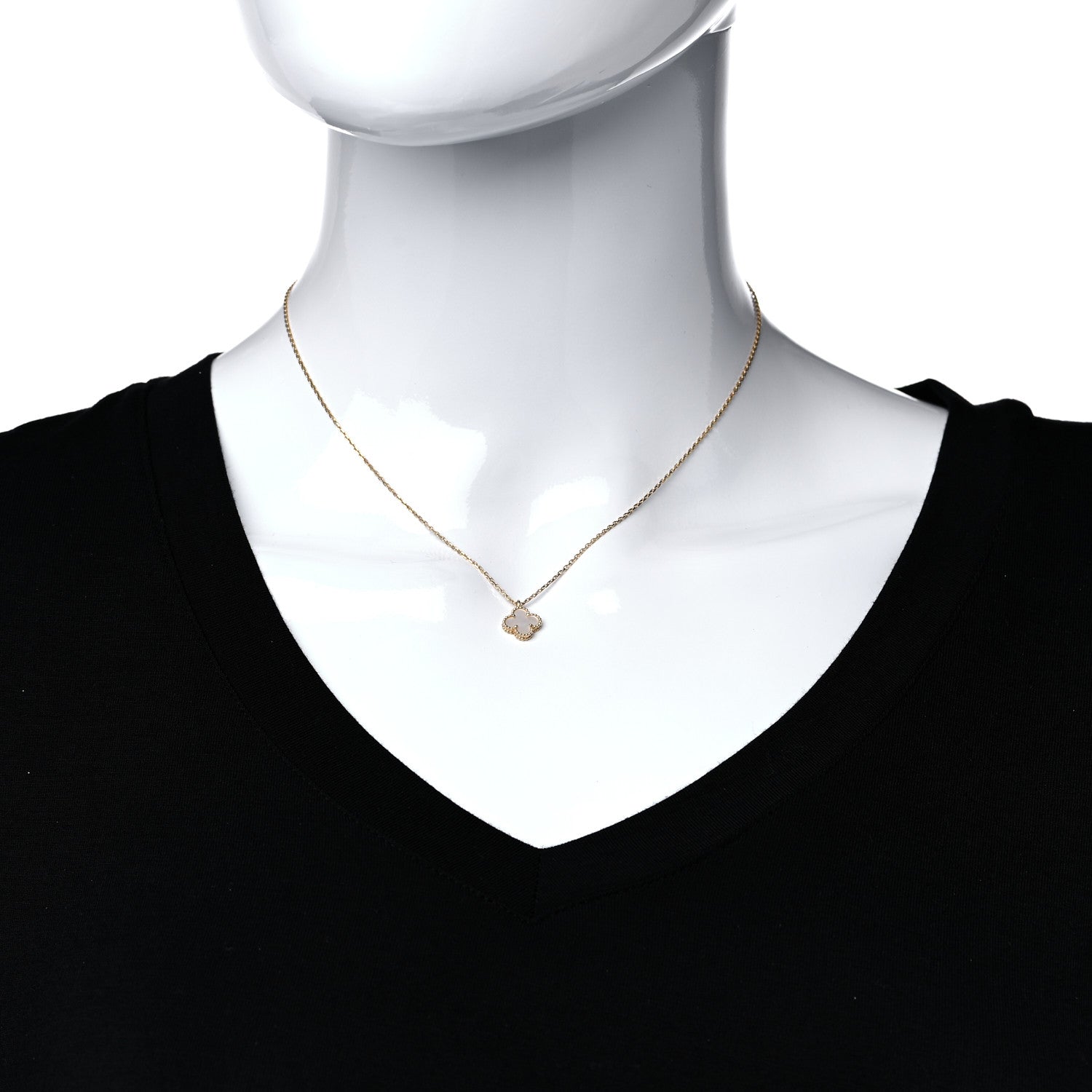 Van Cleef & Arpels 18K Yellow Gold Mother of Pearl Sweet Alhambra Pendant Necklace 2 of 8