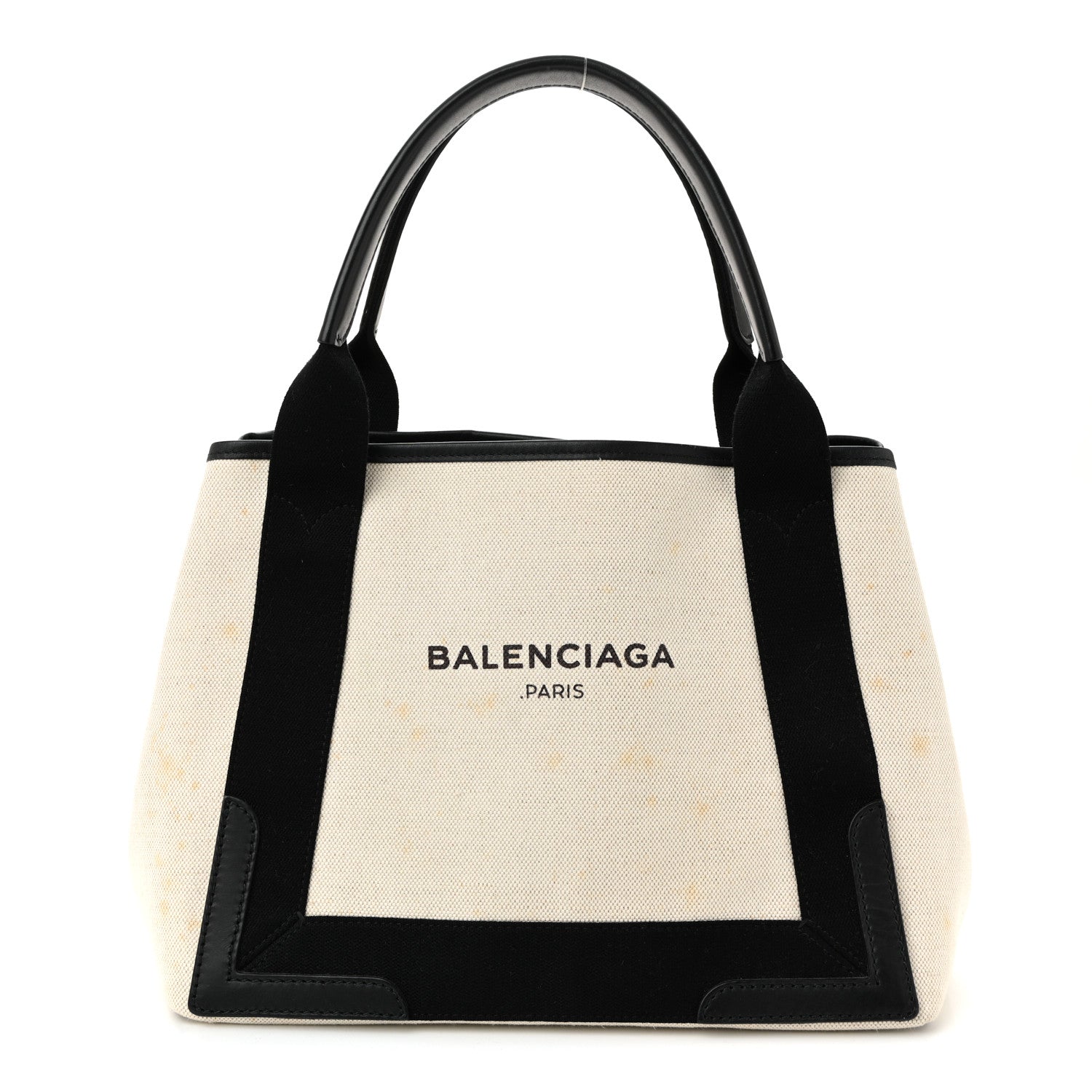 Balenciaga Cotton Canvas Satin Calfskin S Navy Cabas Natural Black 1 of 11