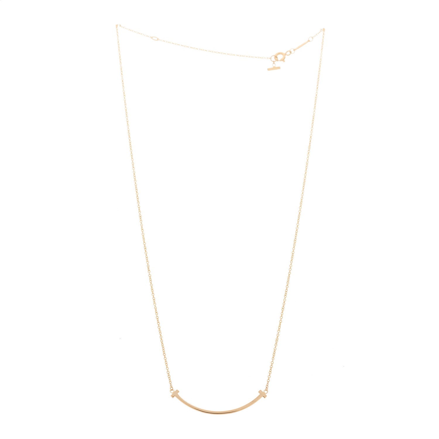 Tiffany 18K Rose Gold Small T Smile Pendant Necklace 3 of 6