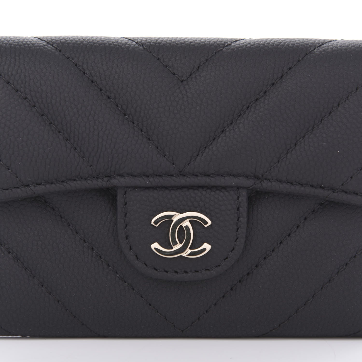 Chanel Matte Caviar Chevron Quilted Flap Card Holder Black 11 of 12